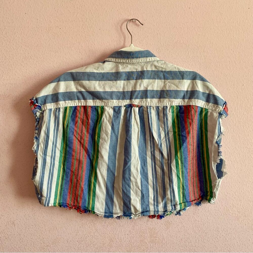 BDG Urban Outfitters 100% Cotton Stripe Casual Skater Cropped Button Down Top - Picture 7 of 8